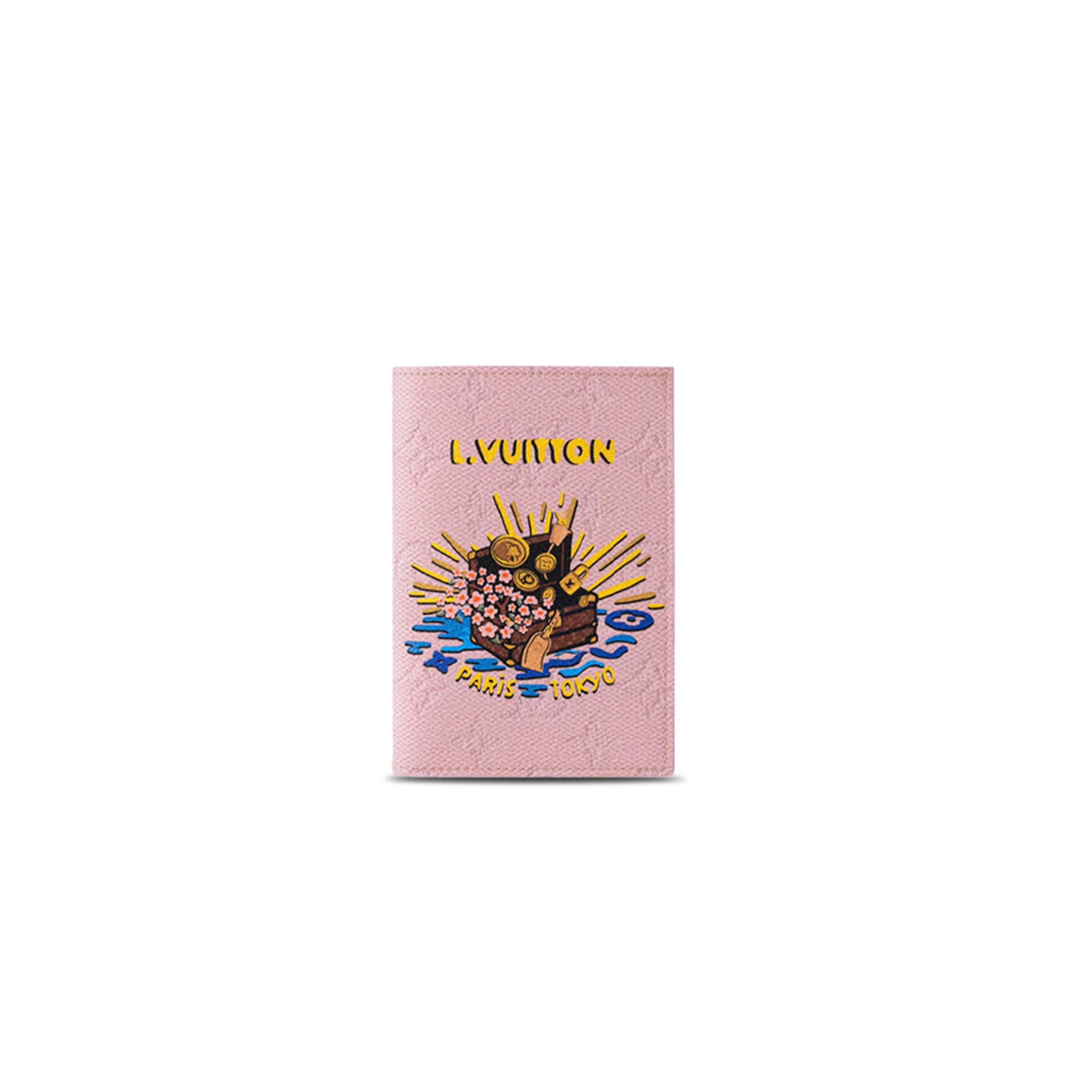 LOUIS VUITTON X NIGO PASSPORT COVER PINK IN CANVAS WITH M25971 (11*7.5*1cm) 